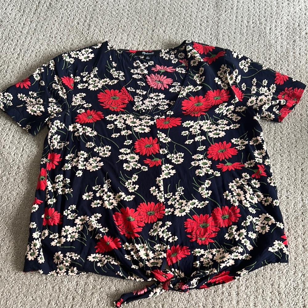 Madewell floral tie blouse size xs in great condition